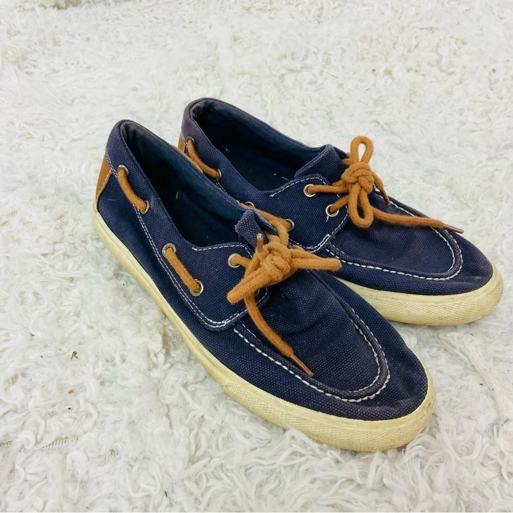 Cat & Jack Navy Blue Canvas Boat Shoes size 4